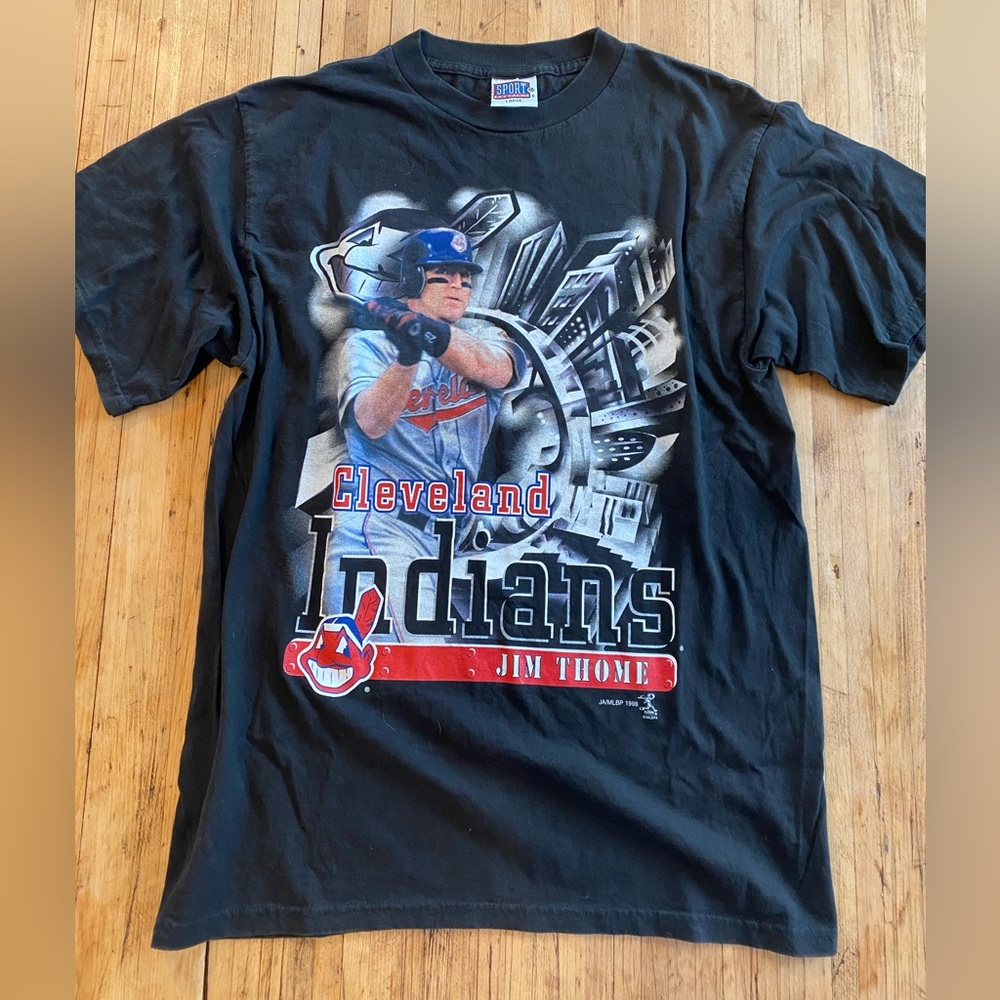 Black Cleveland Indians Jim Thome Graphic T-Shirt